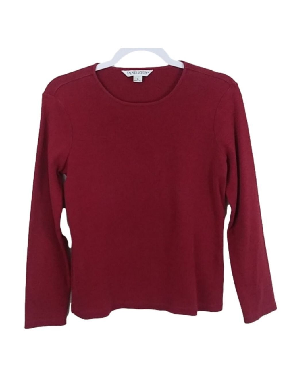 Pendleton Vintage Red Cotton Round Neckline Long Sleeve Pullover Casual Top